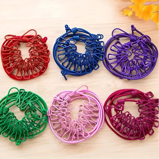 Pack of 2 Plastic Clothesline Retractable Laundry Drying Rope for Indoor/Outdoor Use - Compact Design for Camping & Travel