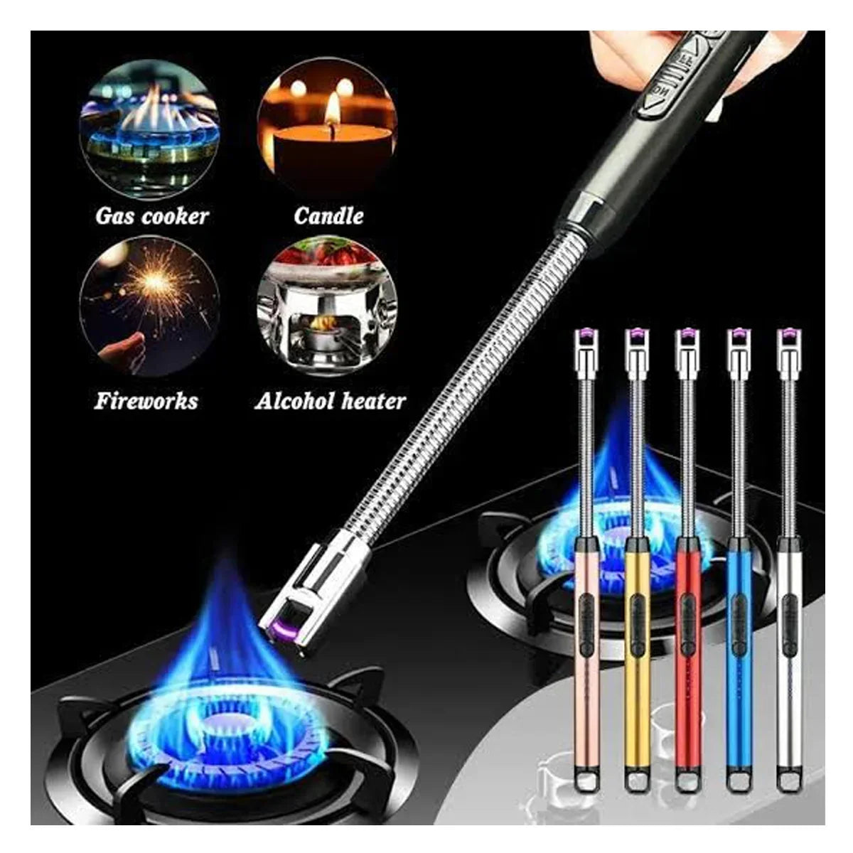 Electric Arc Lighter Rechargeable Stove Lighters random color aastore