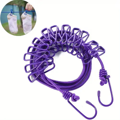 Pack of 2  Plastic Clothesline  Retractable Laundry Drying Rope for Indoor/Outdoor Use - Compact Design for Camping & Travel