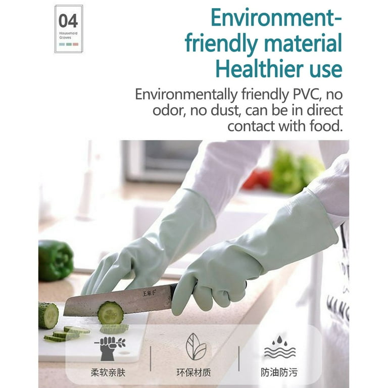 Waterproof Household Gloves for Kitchen Cleaning and Laundry - Durable Double-Color Rubber Gloves for All Seasons - No Alcohol