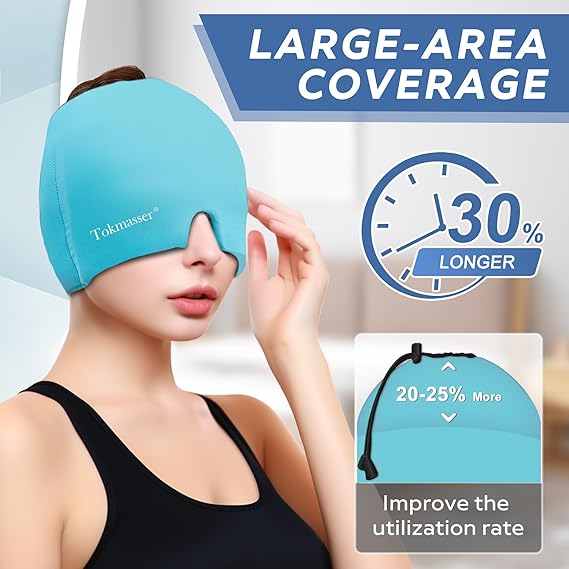 Headache Relief Cap, Gel Ice Head Wrap, Hot and Cold Therapy, Headache Eyes Mask for Sinus, Puffy Eyes, Tension and Stress Relief