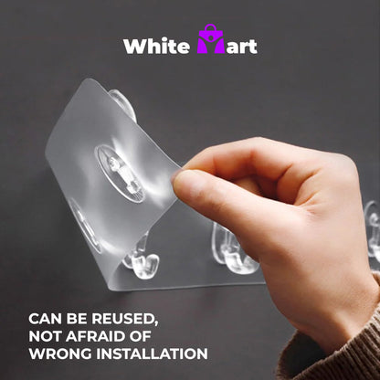 Transparent Wall Adhesive Hooks Row - Pack of 3