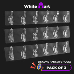 Transparent Wall Adhesive Hooks Row - Pack of 3
