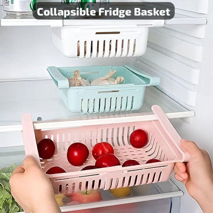 3 pcs Adjustable Fridge Storage Basket Expandable Fridge Storage Rack Plastic Fridge