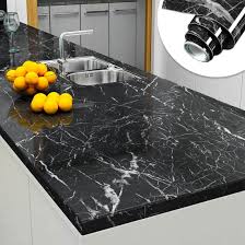 Self Adhesive Black & White Marble Sheet for Kitchen | Anti Oil & Heat Resistant