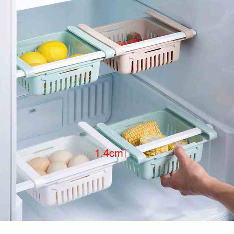 3 pcs Adjustable Fridge Storage Basket Expandable Fridge Storage Rack Plastic Fridge