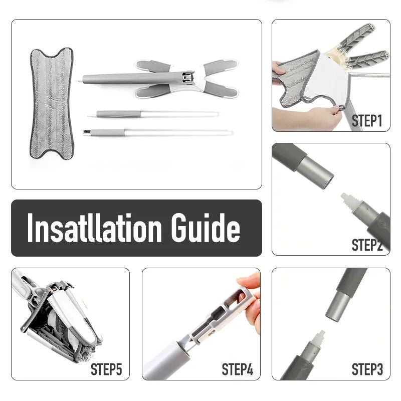 Twist Mop, X Shape Microfiber Mop, Floor Clean Mop Twist Mop With 360 Rotating Head